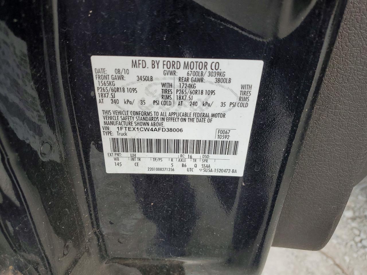 2010 FORD F150 SUPER CAB photo 12