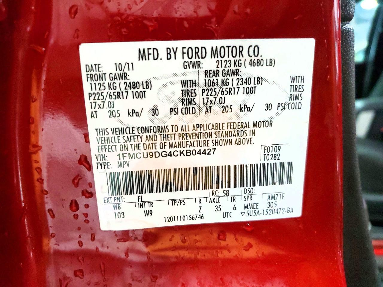 2012 FORD ESCAPE XLT photo 13