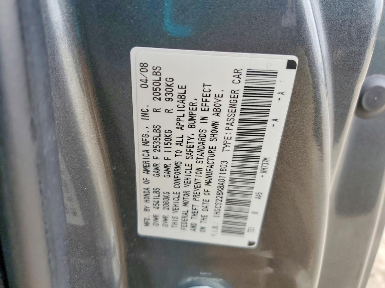 2008 HONDA ACCORD EXL photo 12