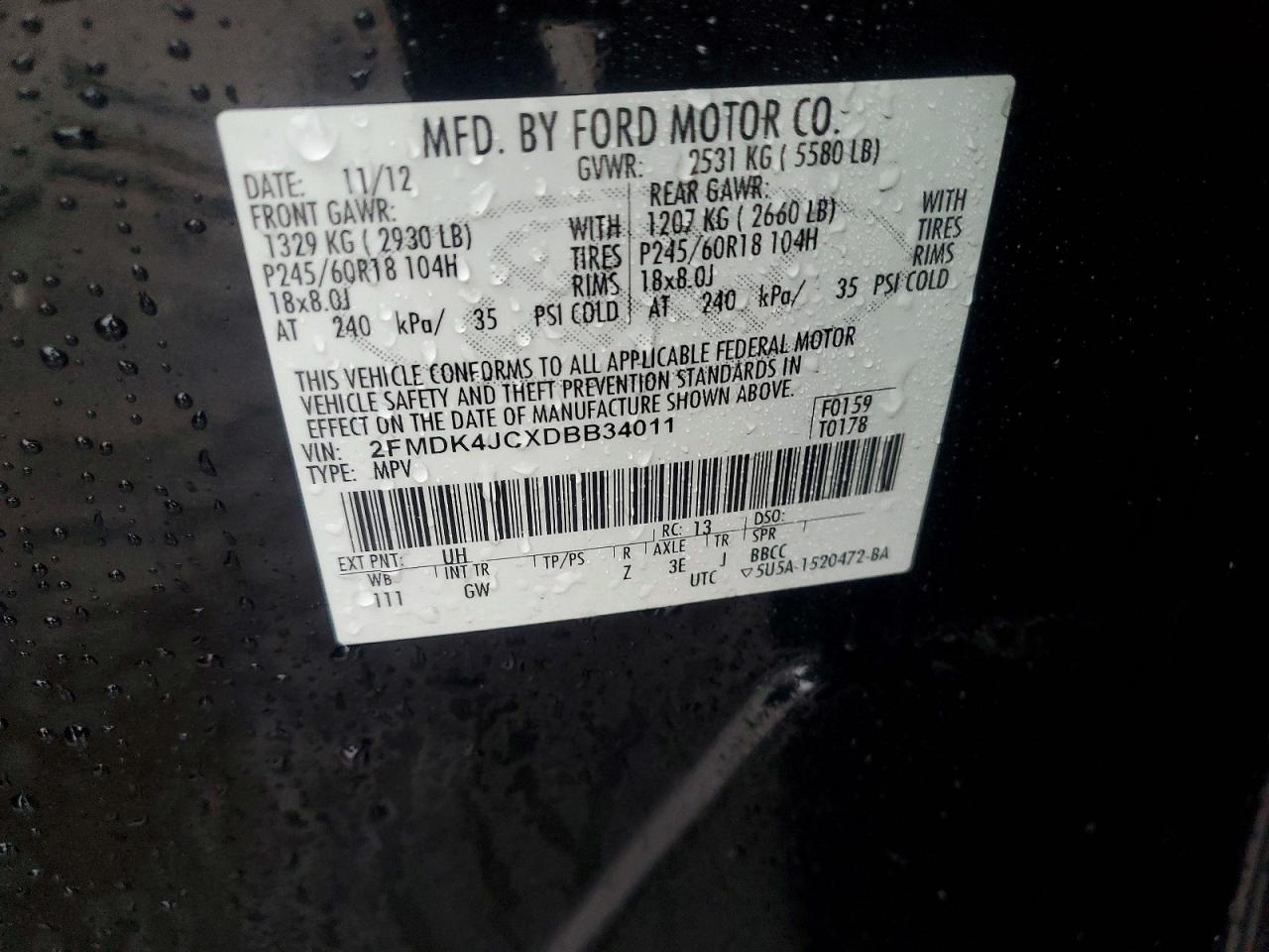 2013 FORD EDGE SEL photo 13