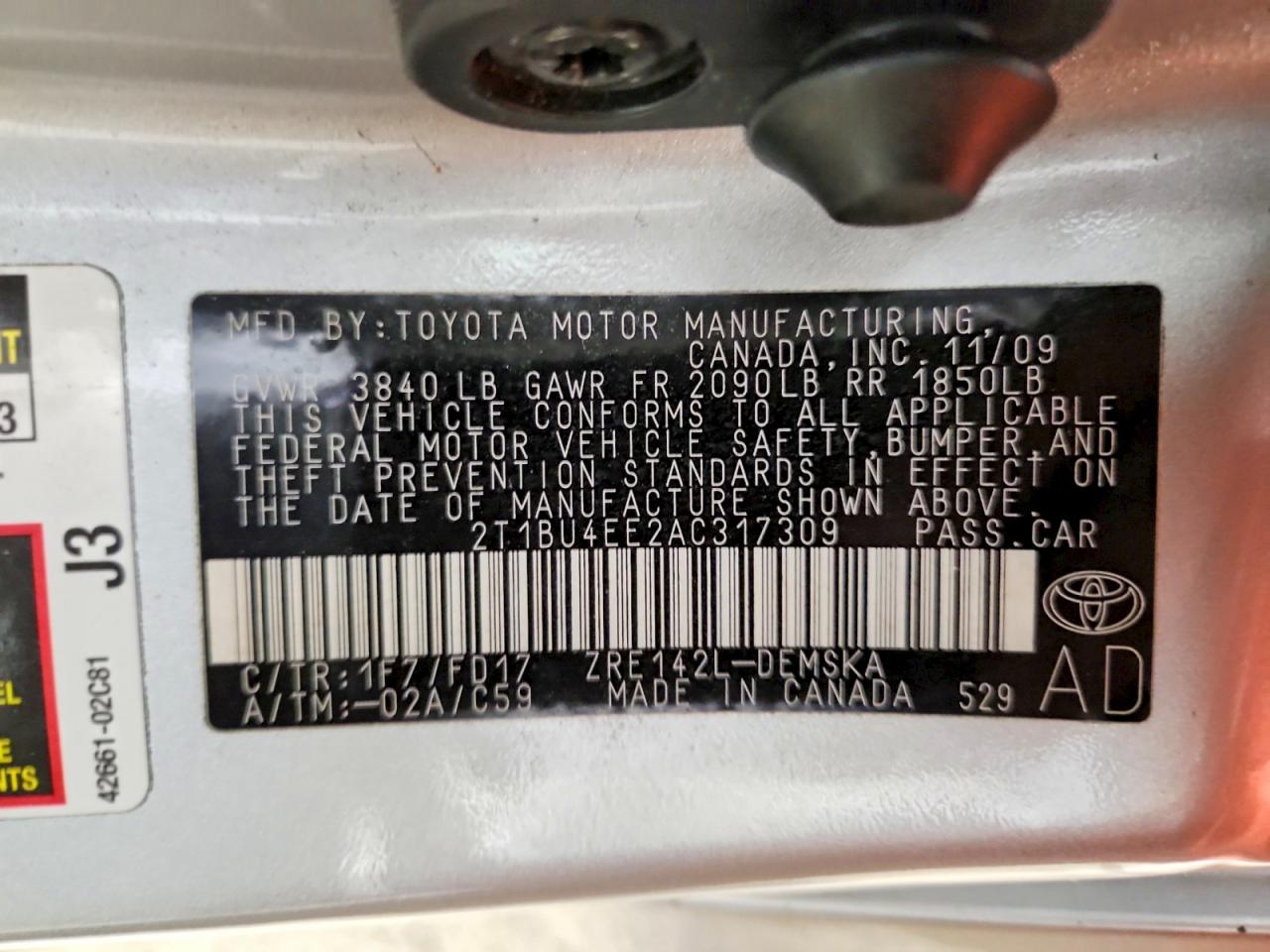 2010 TOYOTA COROLLA BASE photo 13