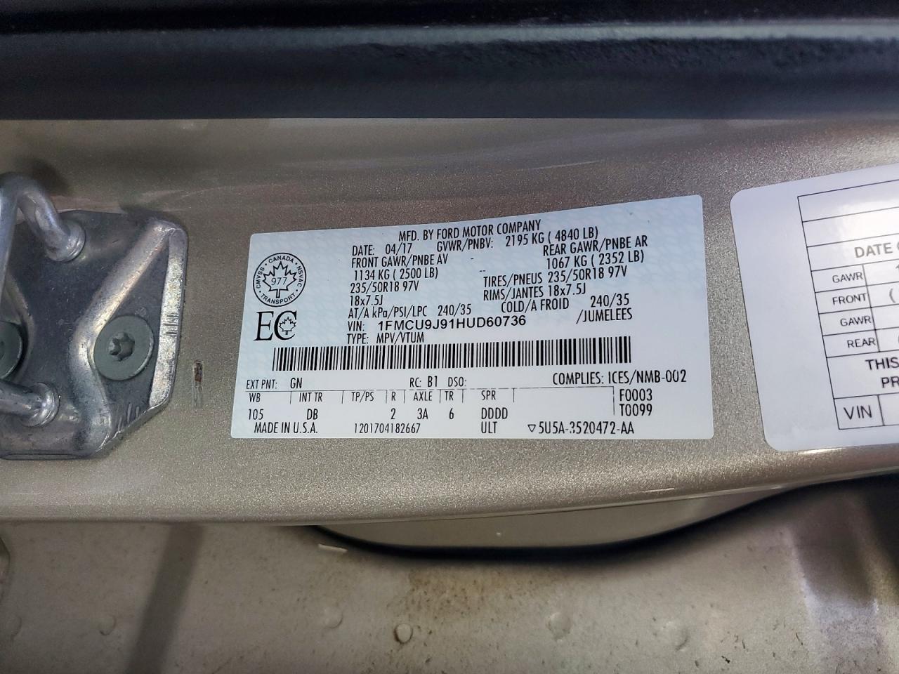 2017 FORD ESCAPE TITANIUM photo 13