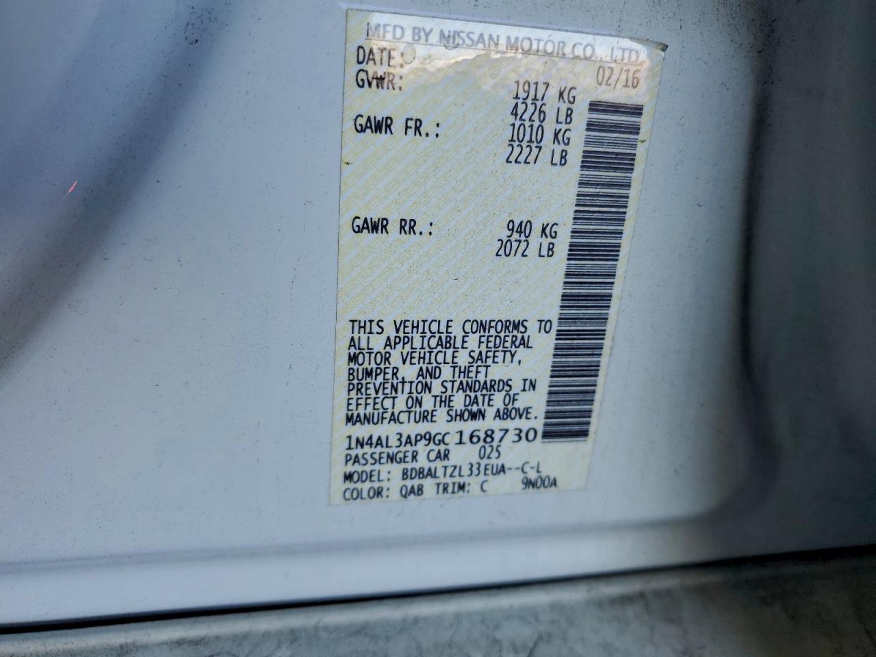 2016 NISSAN ALTIMA 2.5 photo 13