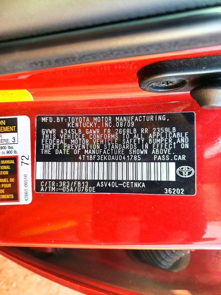 2010 TOYOTA CAMRY BASE photo 25