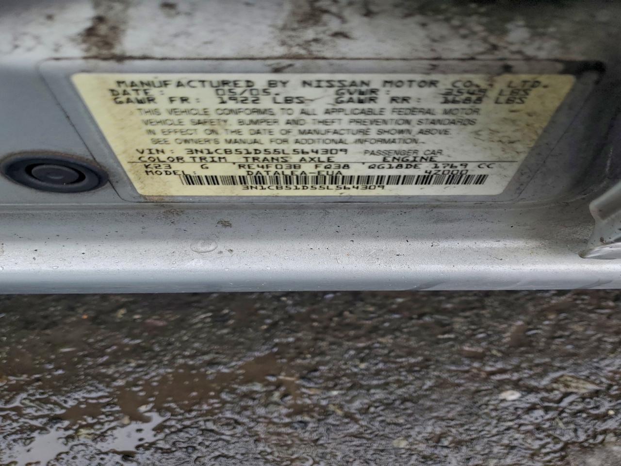 2005 NISSAN SENTRA 1.8 photo 12