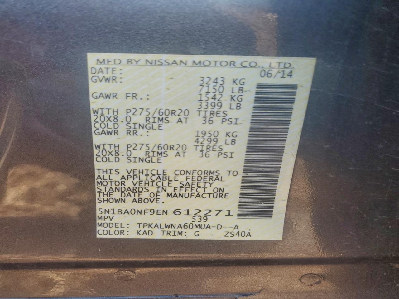 2014 NISSAN ARMADA PLATINUM photo 13