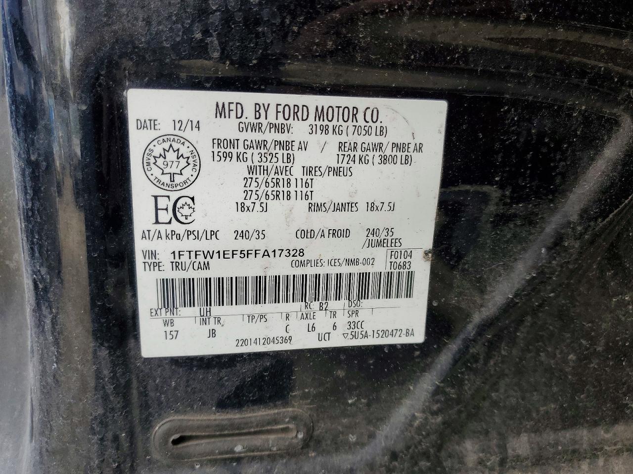 2015 FORD F150 SUPERCREW photo 12