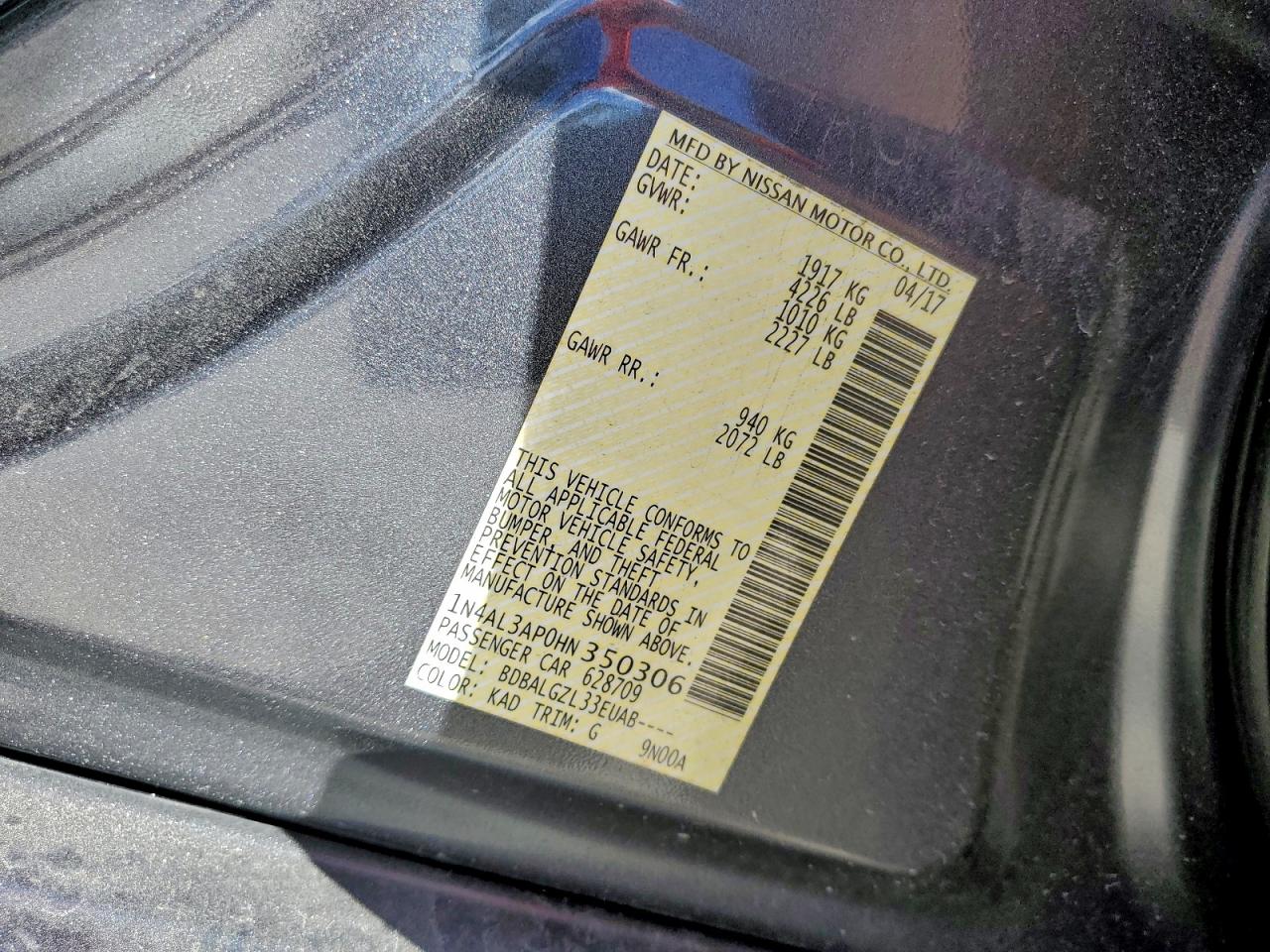 2017 NISSAN ALTIMA 2.5 photo 12