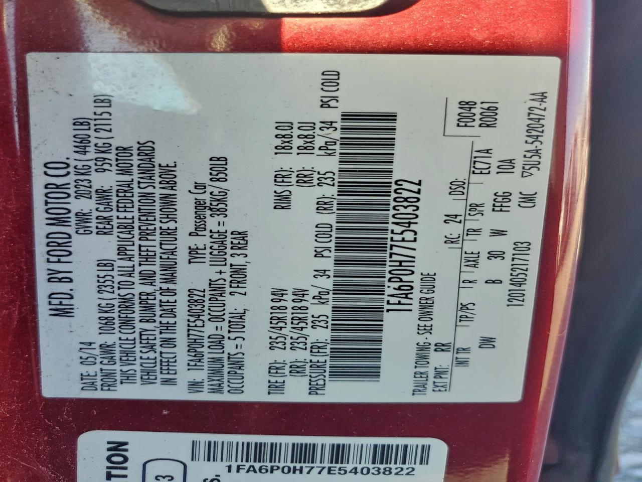 2014 FORD FUSION SE photo 12
