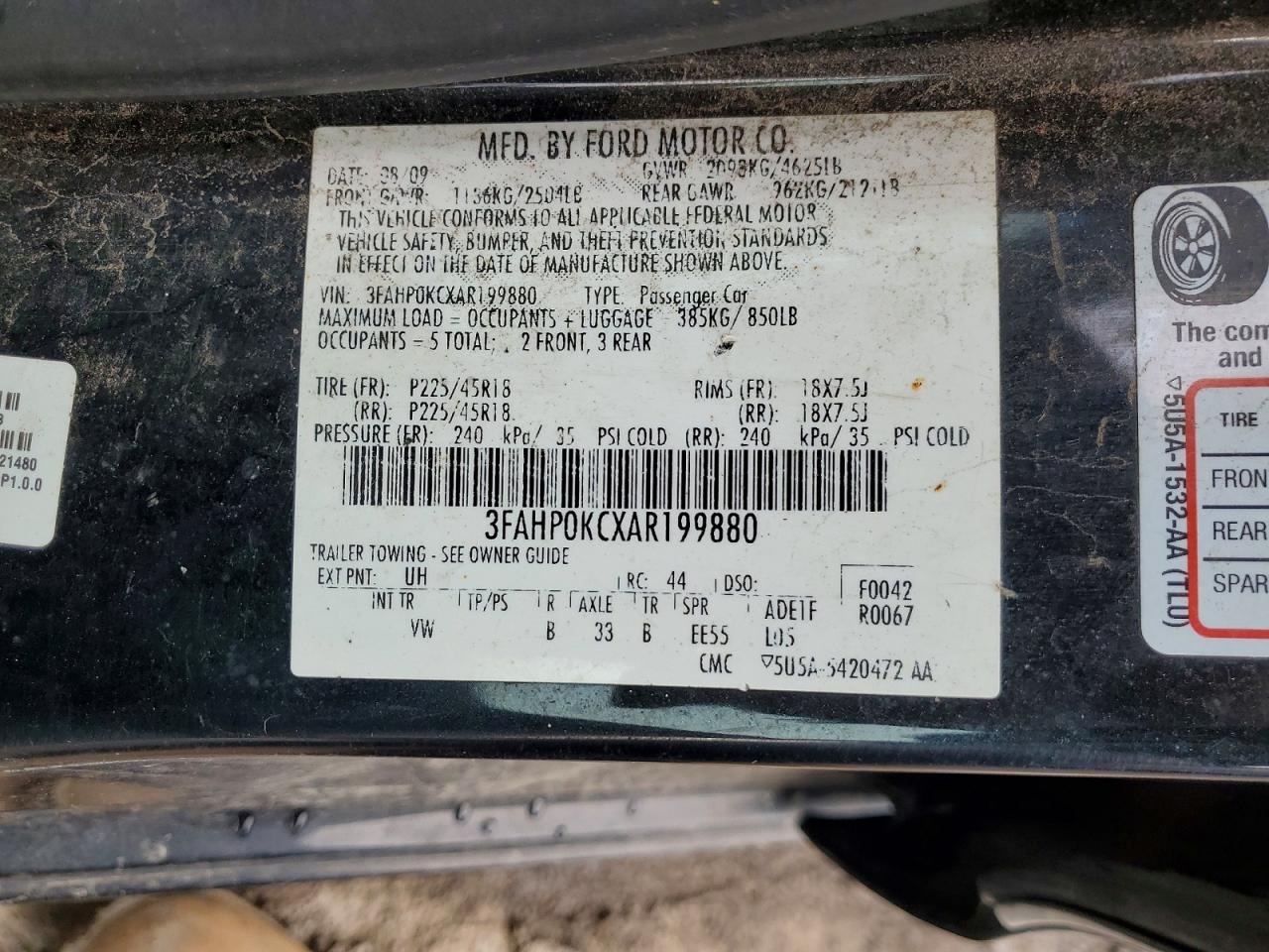 2010 FORD FUSION SPORT photo 12