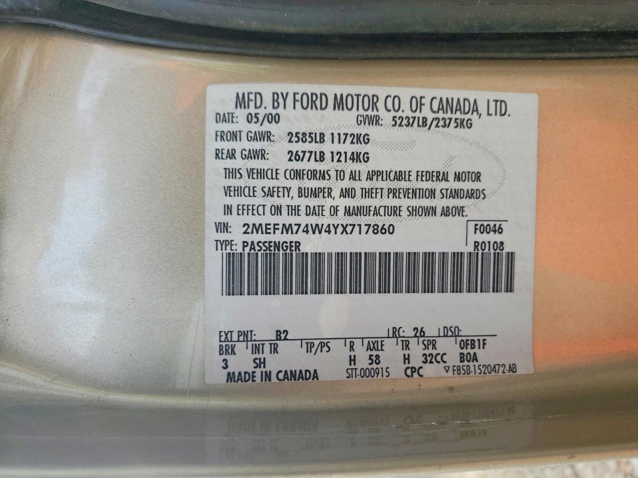 2000 MERCURY GRAND MARQUIS GS photo 12