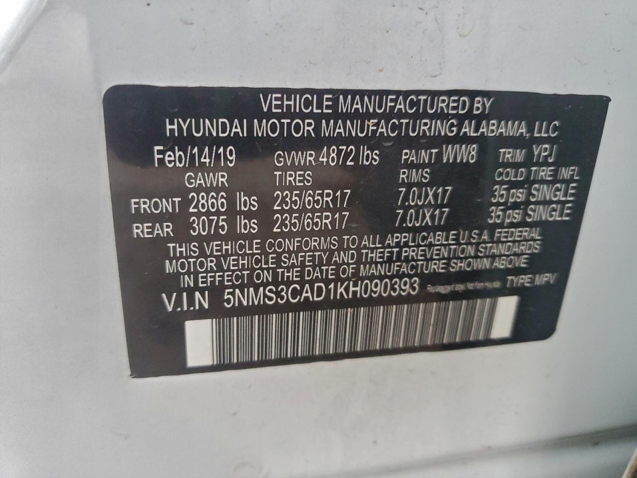 2019 HYUNDAI SANTA FE SEL photo 13