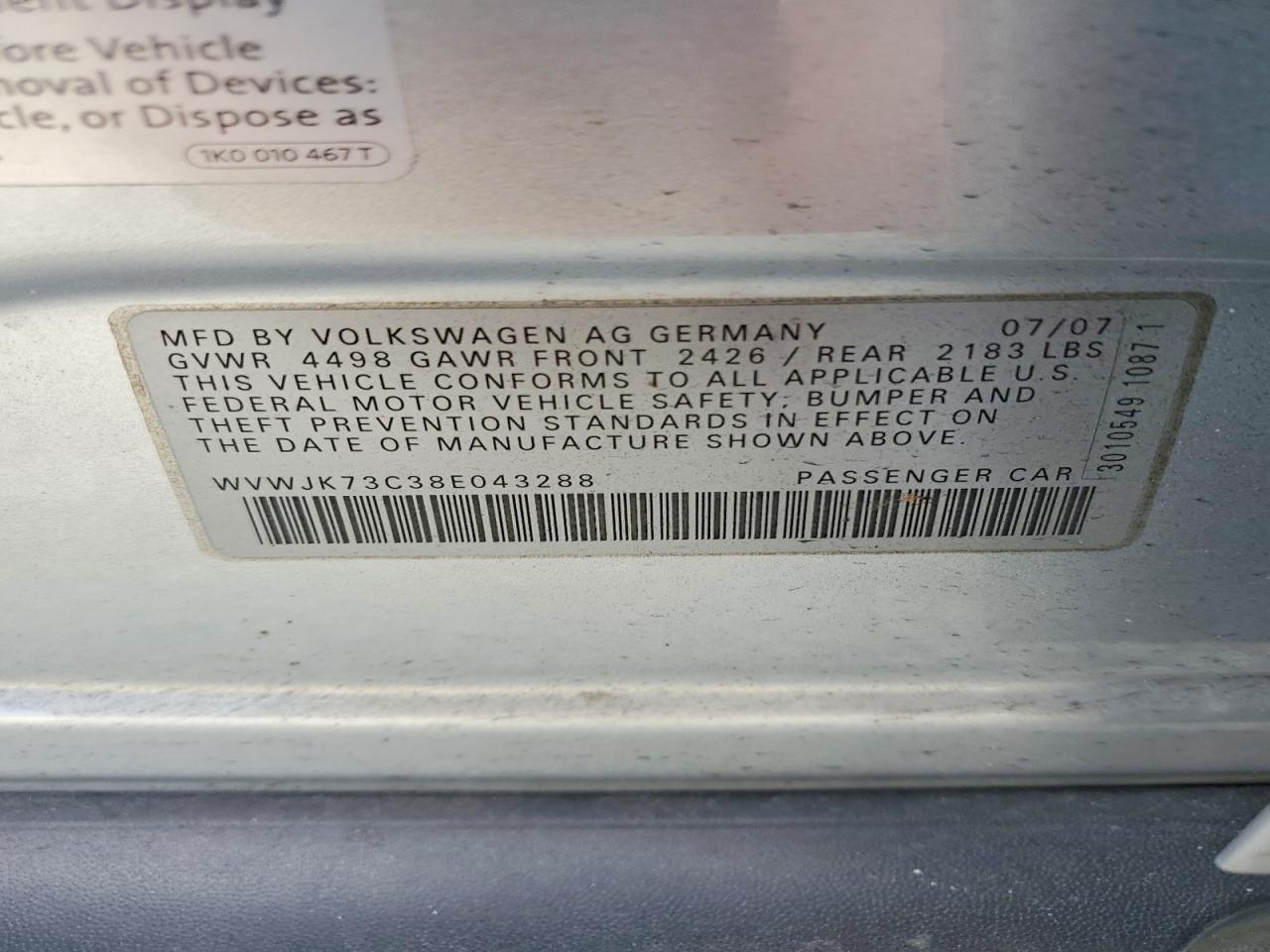 2008 VOLKSWAGEN PASSAT TURBO photo 23