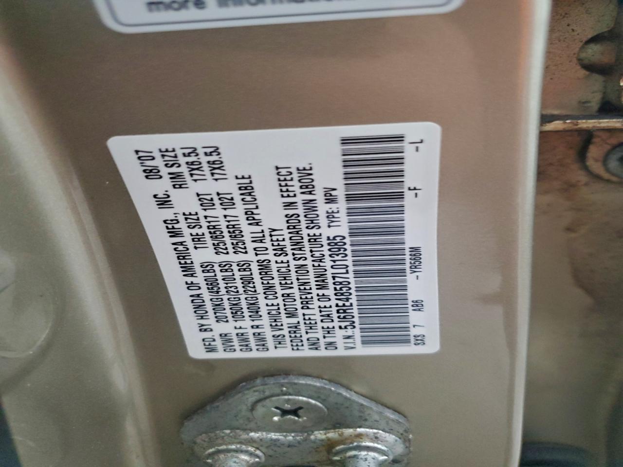 2007 HONDA CR-V EX photo 13