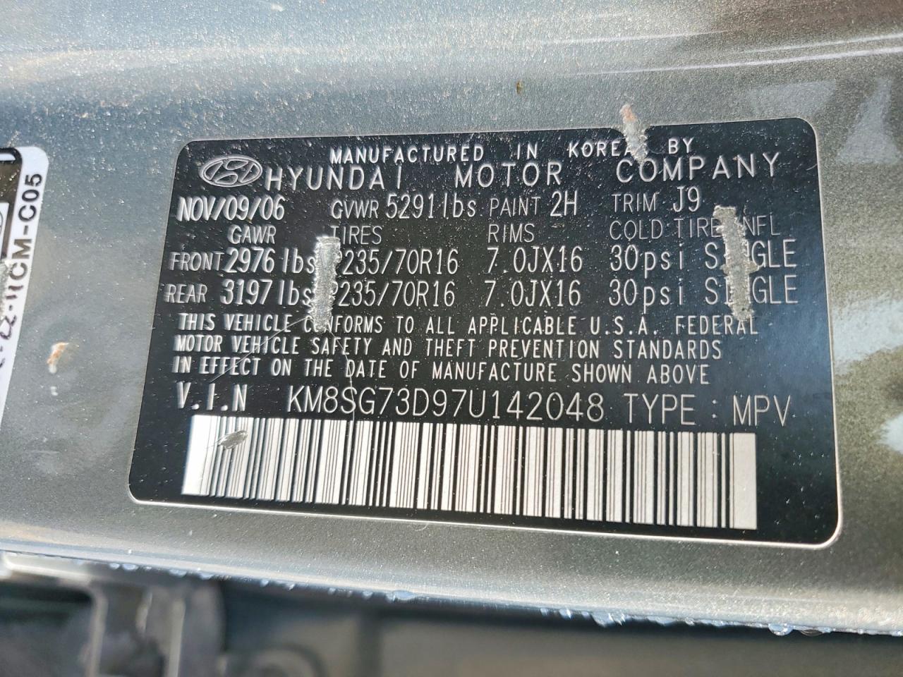 2007 HYUNDAI SANTA FE GLS photo 13