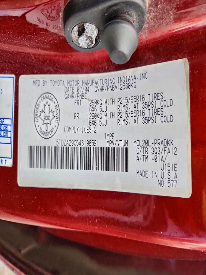 2004 TOYOTA SIENNA CE photo 13