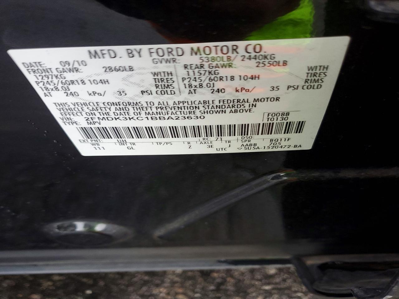 2011 FORD EDGE LIMITED photo 13