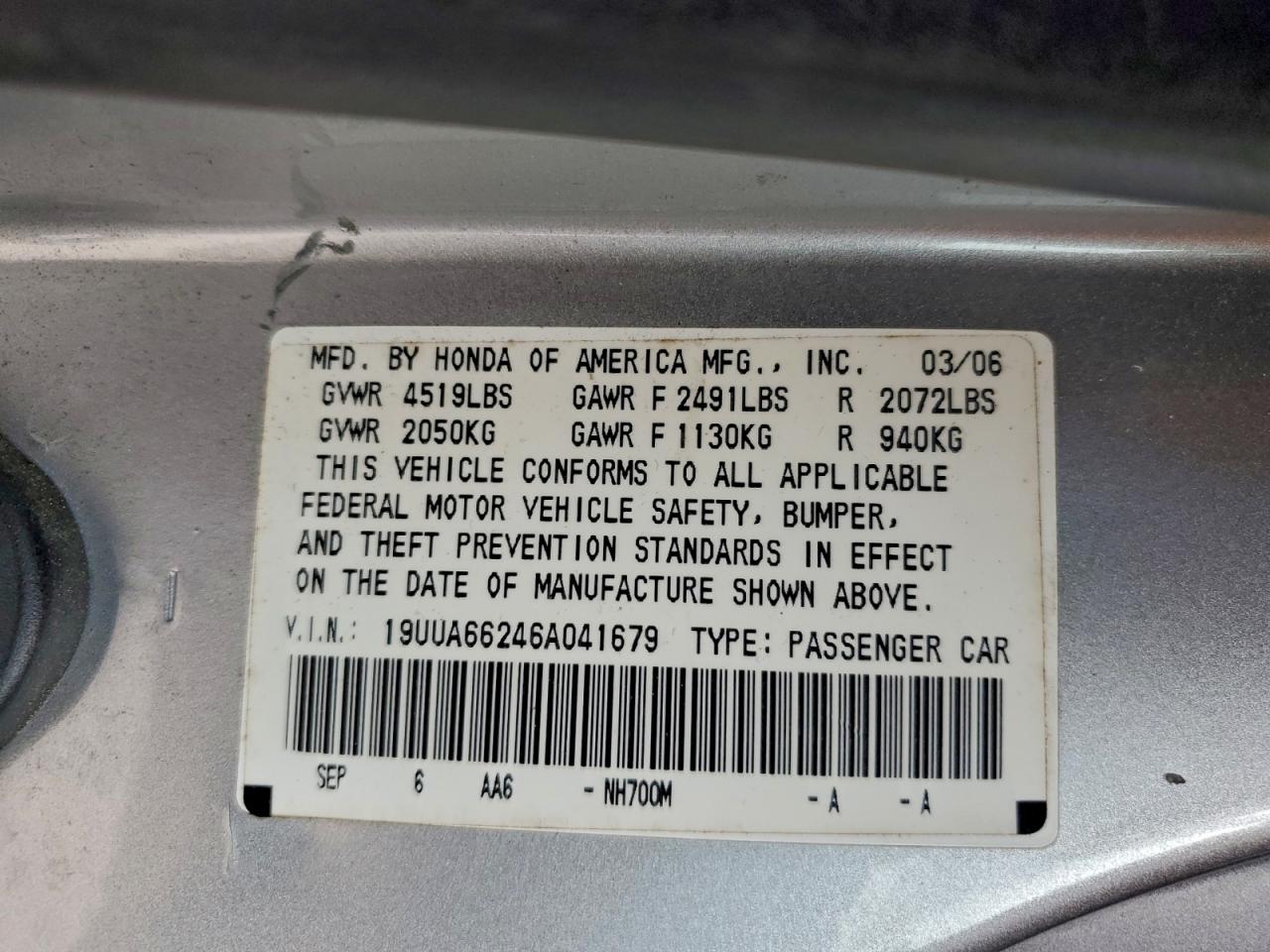 2006 ACURA 3.2TL photo 12