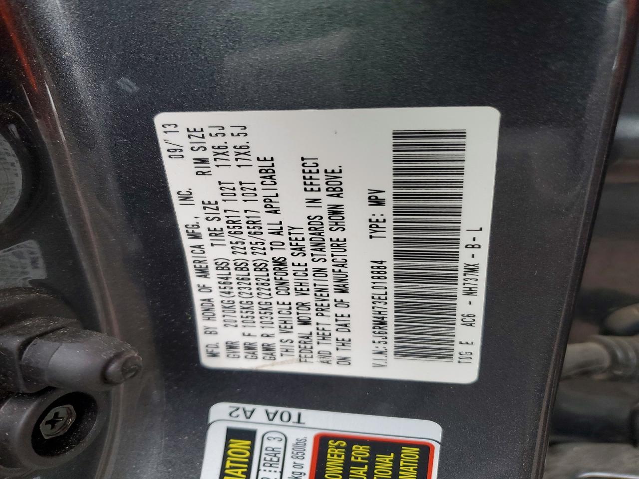 2014 HONDA CR-V EXL photo 13