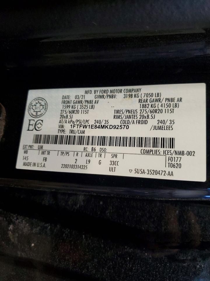 2021 FORD F150 SUPERCREW photo 12