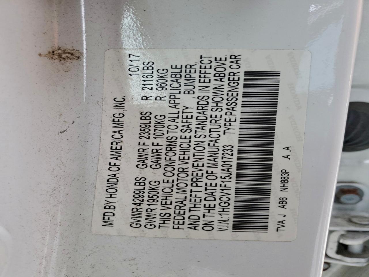 2018 HONDA ACCORD LX photo 13