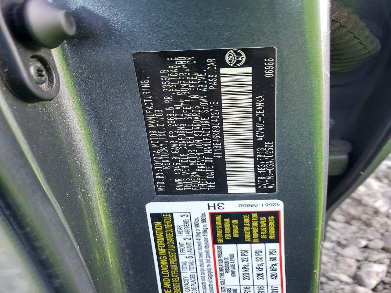 2009 TOYOTA CAMRY BASE photo 12