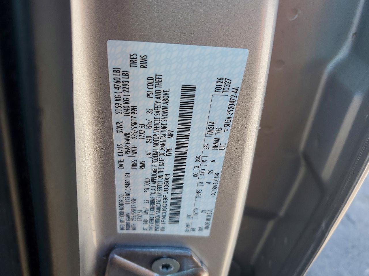 2015 FORD ESCAPE SE photo 13