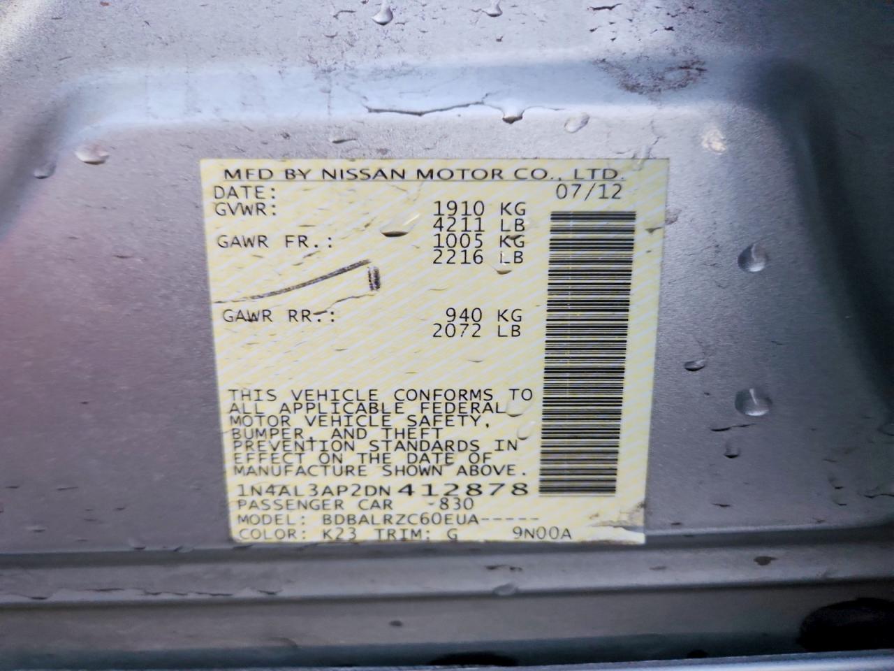 2013 NISSAN ALTIMA 2.5 photo 13