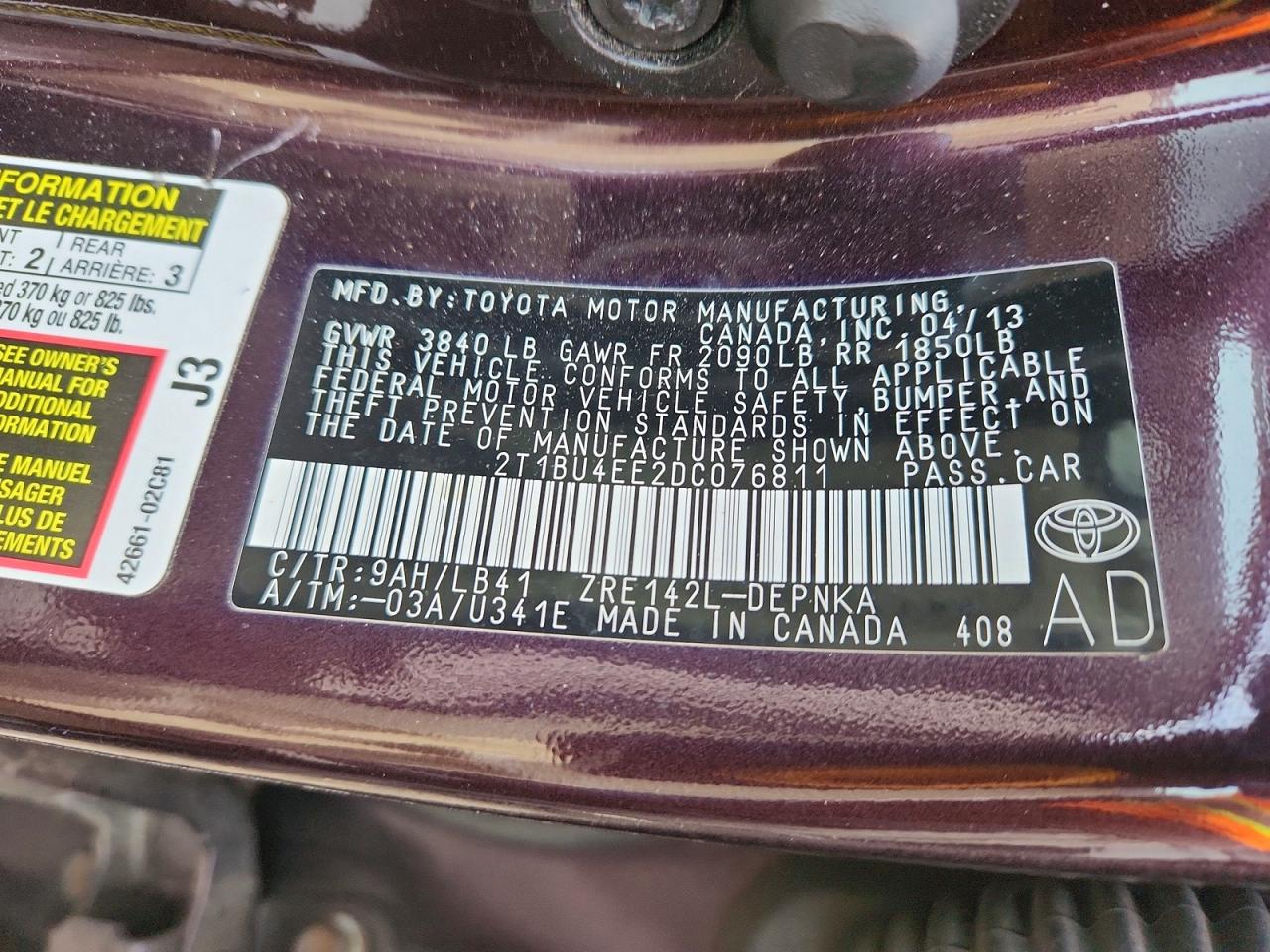2013 TOYOTA COROLLA BASE photo 12