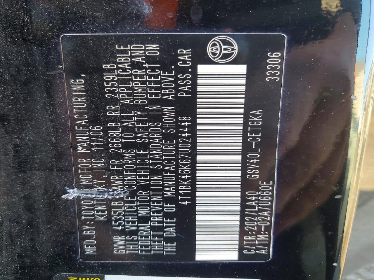 2007 TOYOTA CAMRY LE photo 23