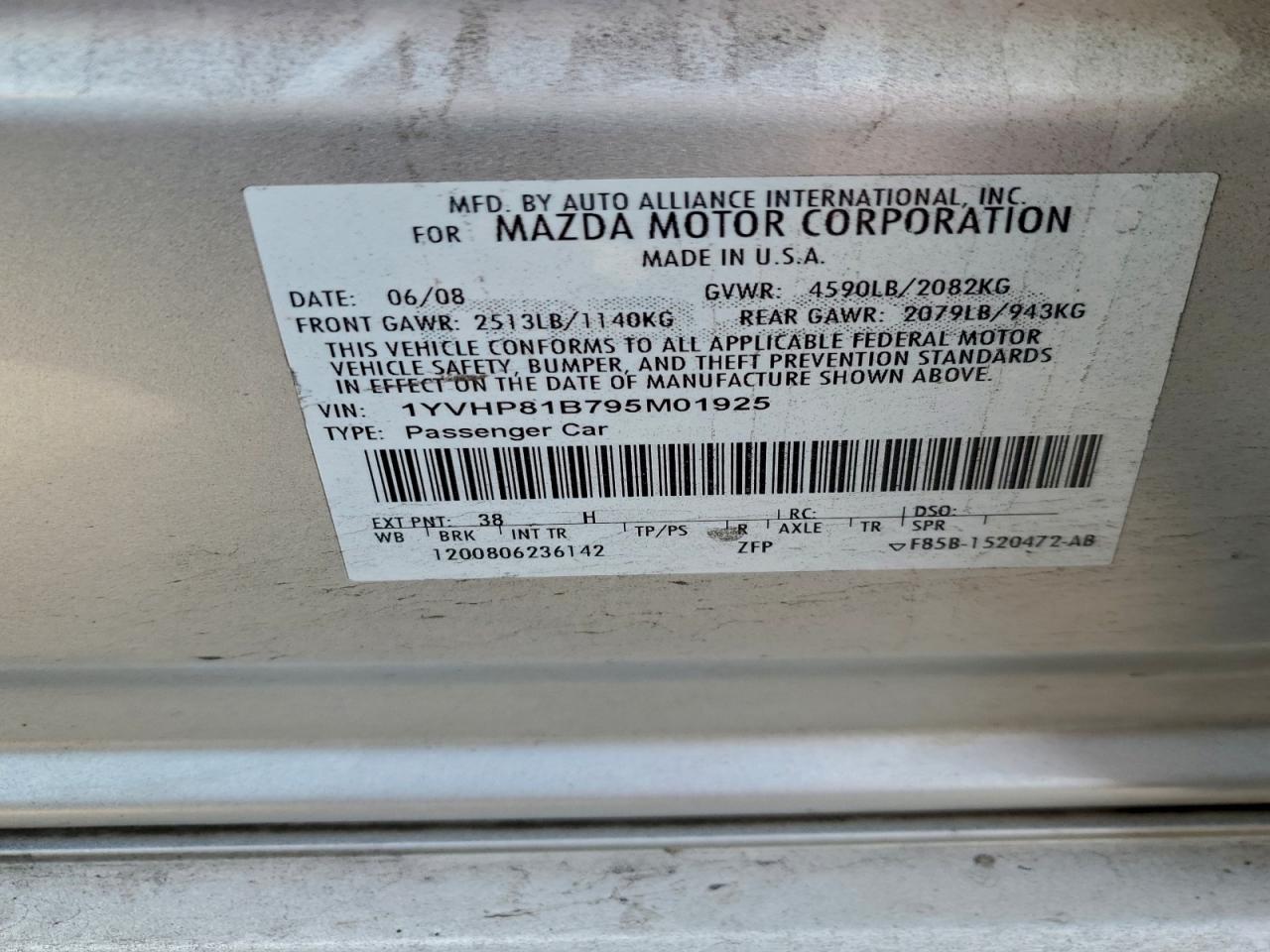 2009 MAZDA 6 S photo 12