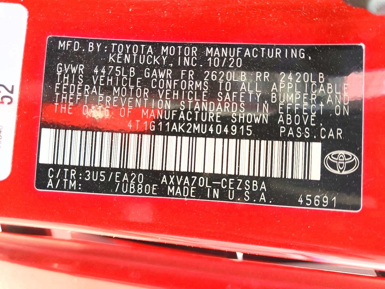 2021 TOYOTA CAMRY SE photo 13