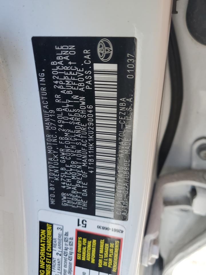 2019 TOYOTA CAMRY L photo 12