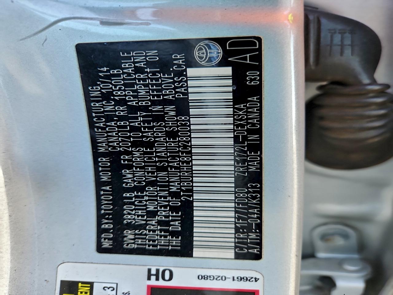 2015 TOYOTA COROLLA L photo 13