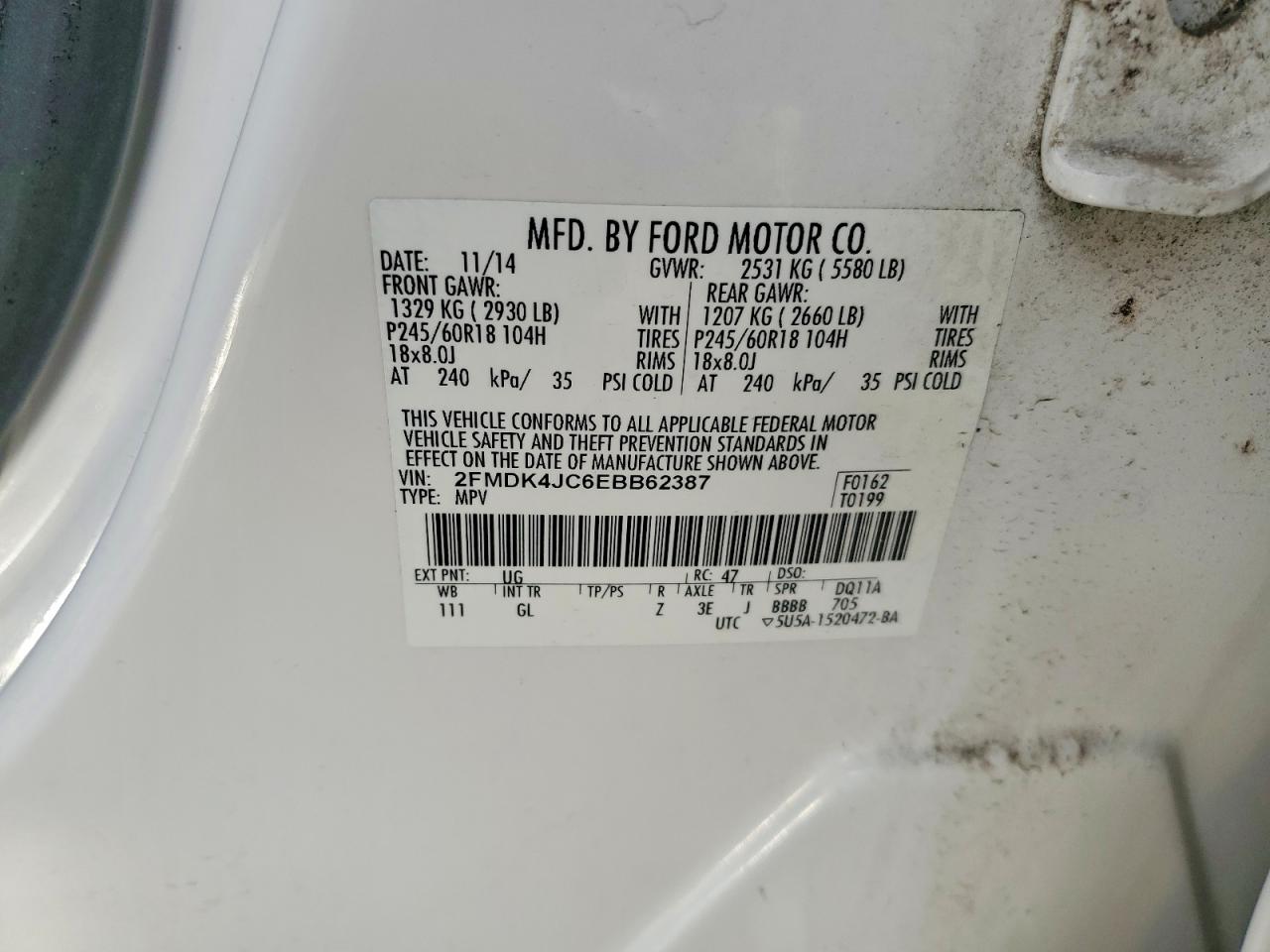 2014 FORD EDGE SEL photo 14
