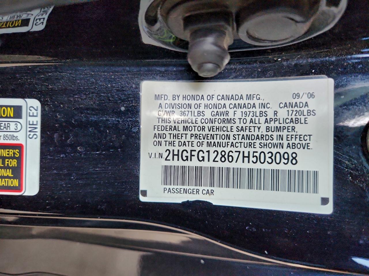 2007 HONDA CIVIC EX photo 12