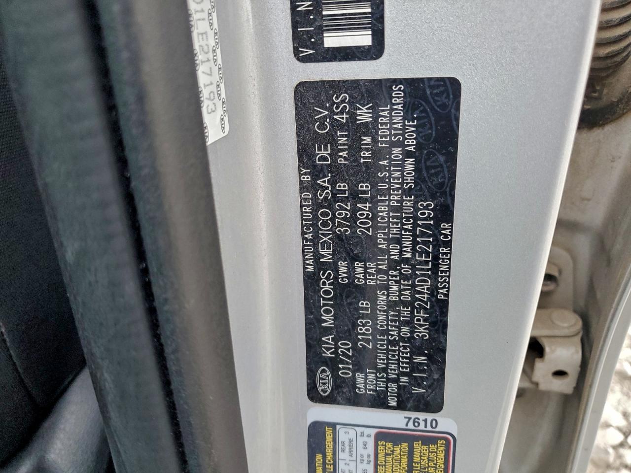 2020 KIA FORTE FE photo 12
