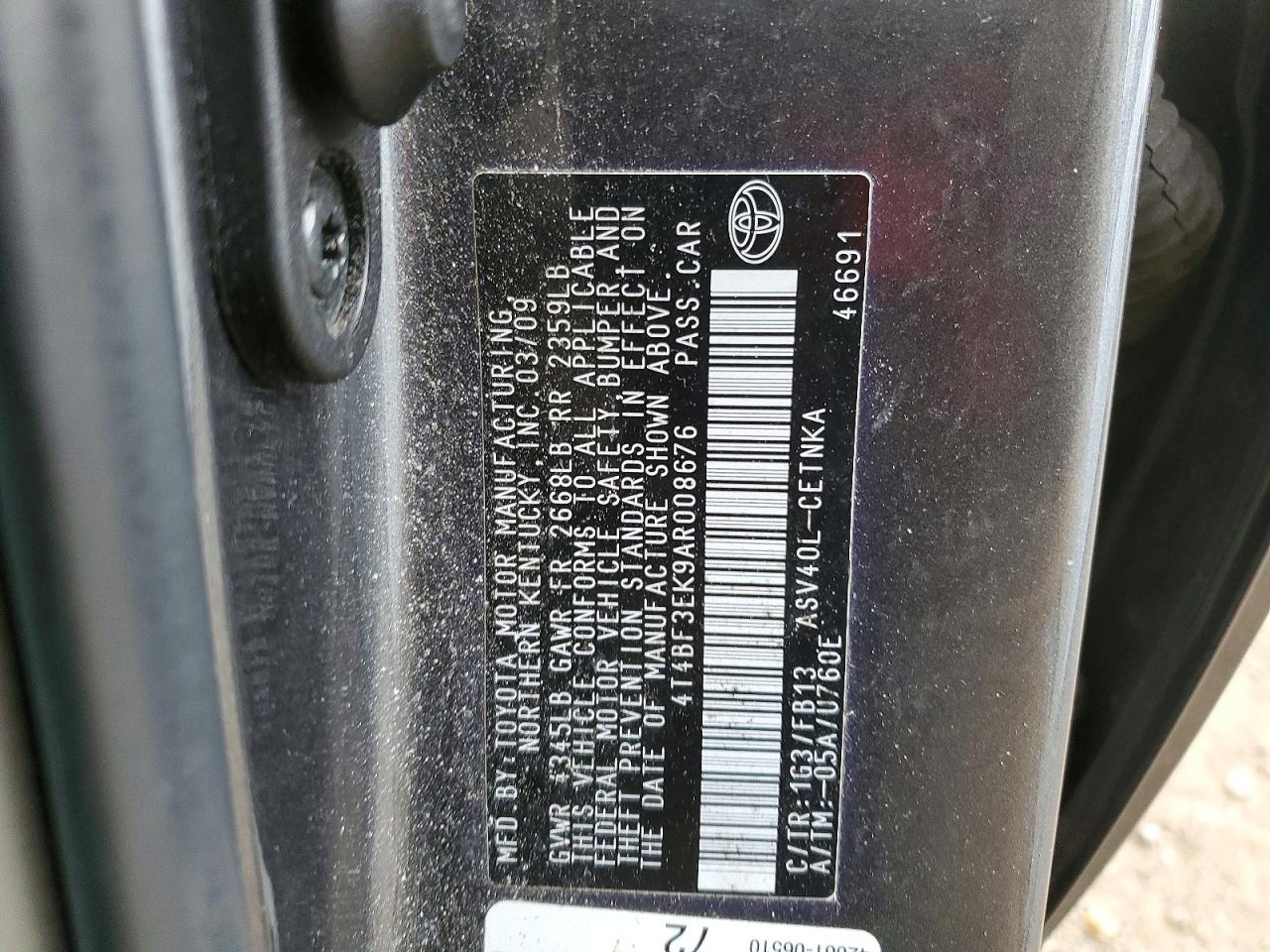 2010 TOYOTA CAMRY BASE photo 12