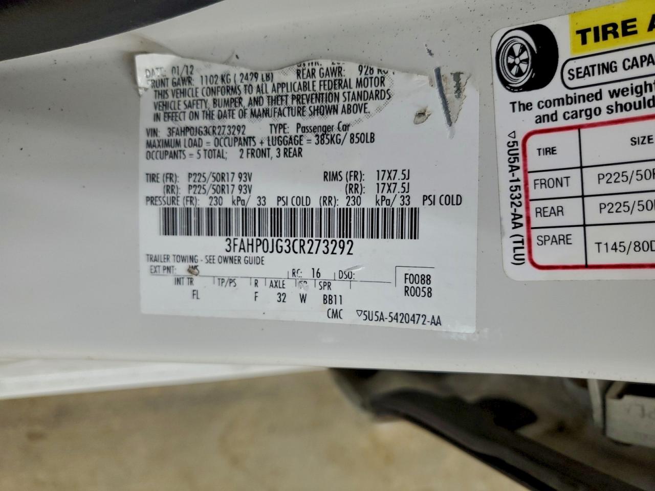 2012 FORD FUSION SEL photo 12