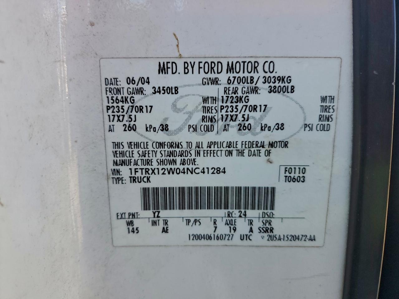 2004 FORD F150 photo 12