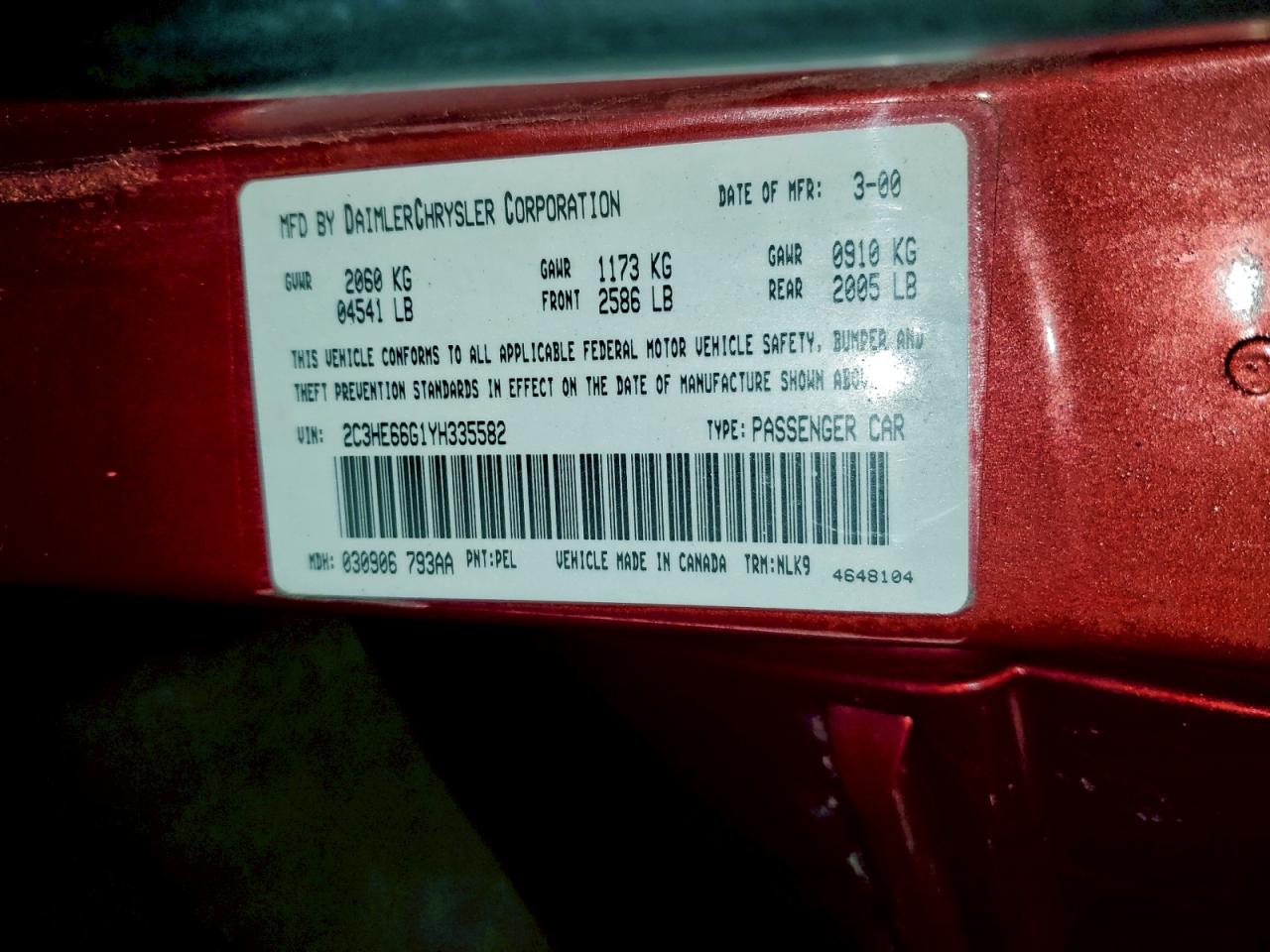 2000 CHRYSLER 300M photo 13