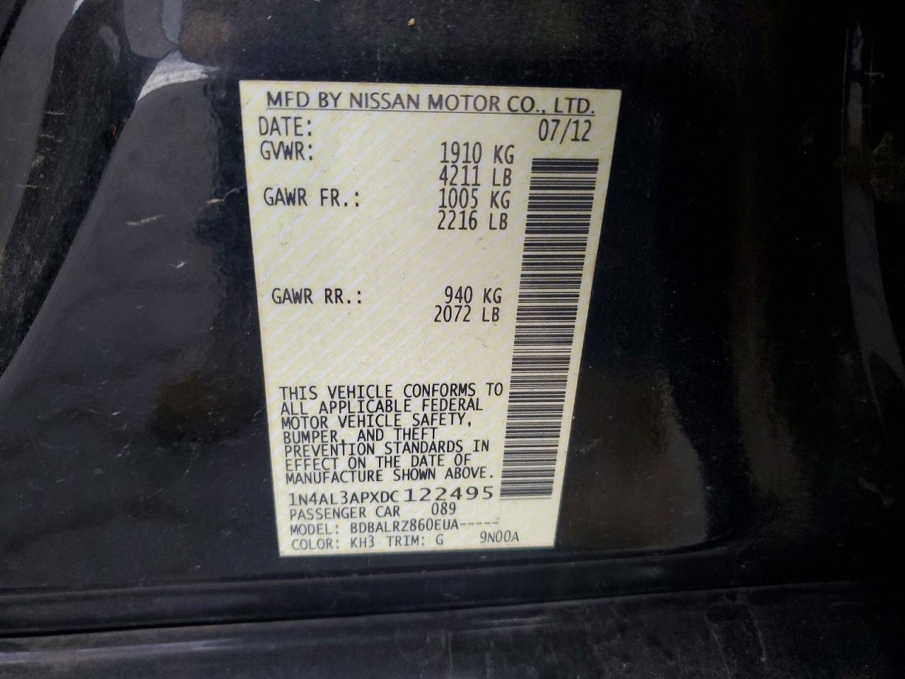 2013 NISSAN ALTIMA 2.5 photo 12
