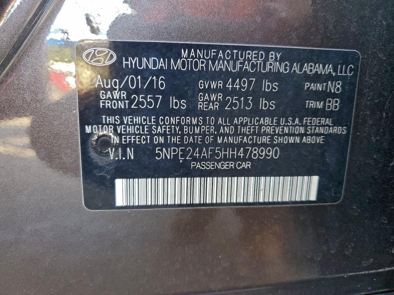 2017 HYUNDAI SONATA SE photo 12