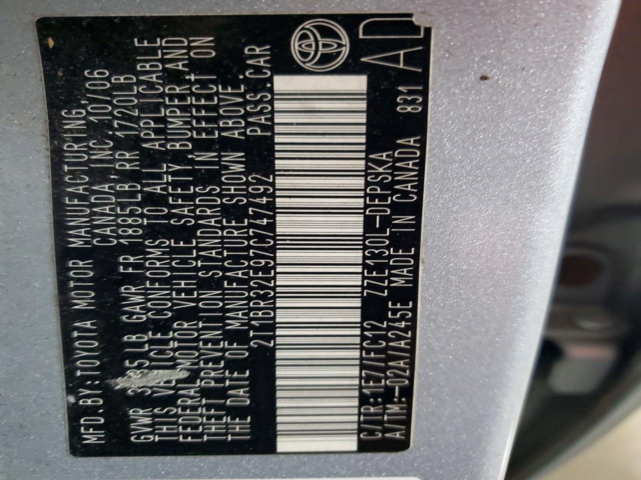 2007 TOYOTA COROLLA S photo 12