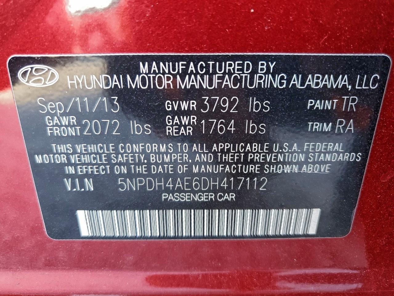2013 HYUNDAI ELANTRA GLS photo 12