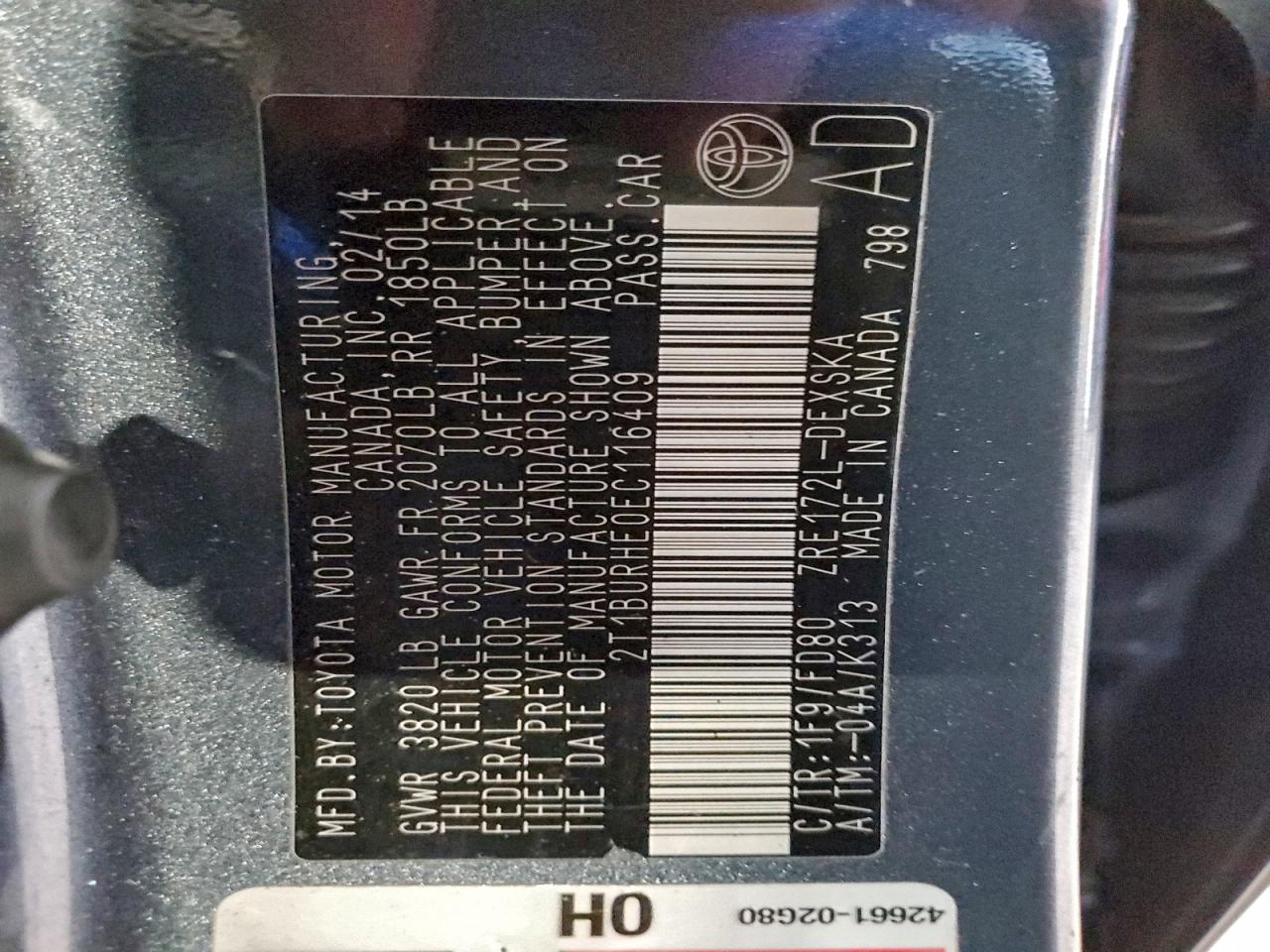 2014 TOYOTA COROLLA L photo 25