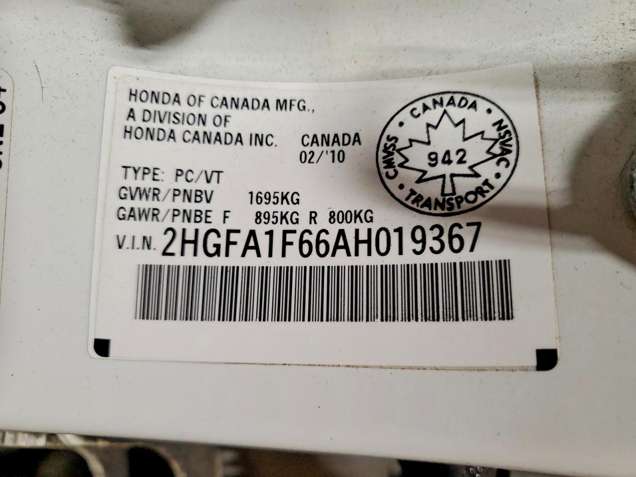 2010 HONDA CIVIC LX-S photo 12