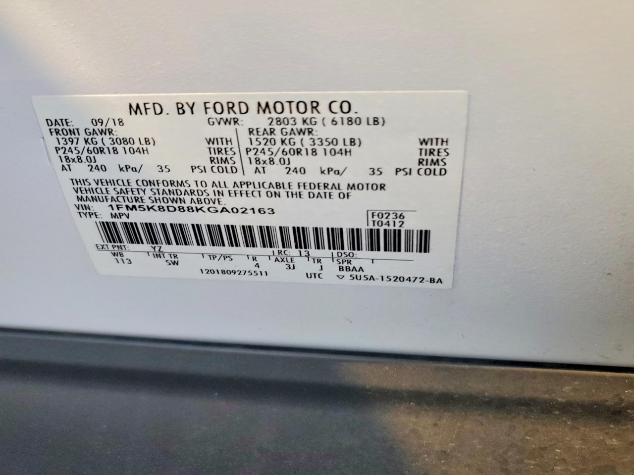 2019 FORD EXPLORER XLT photo 13