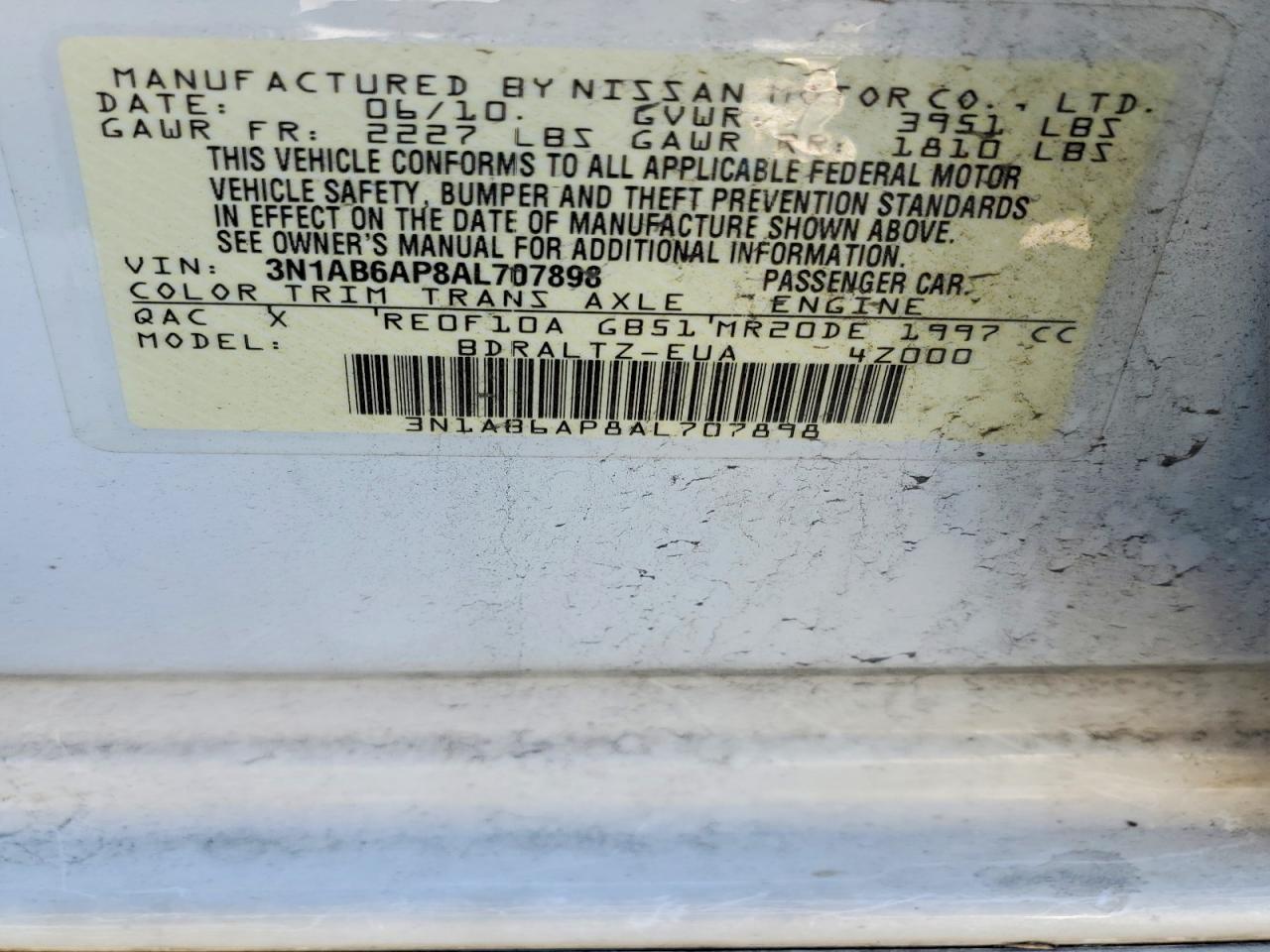 2010 NISSAN SENTRA 2.0 photo 12