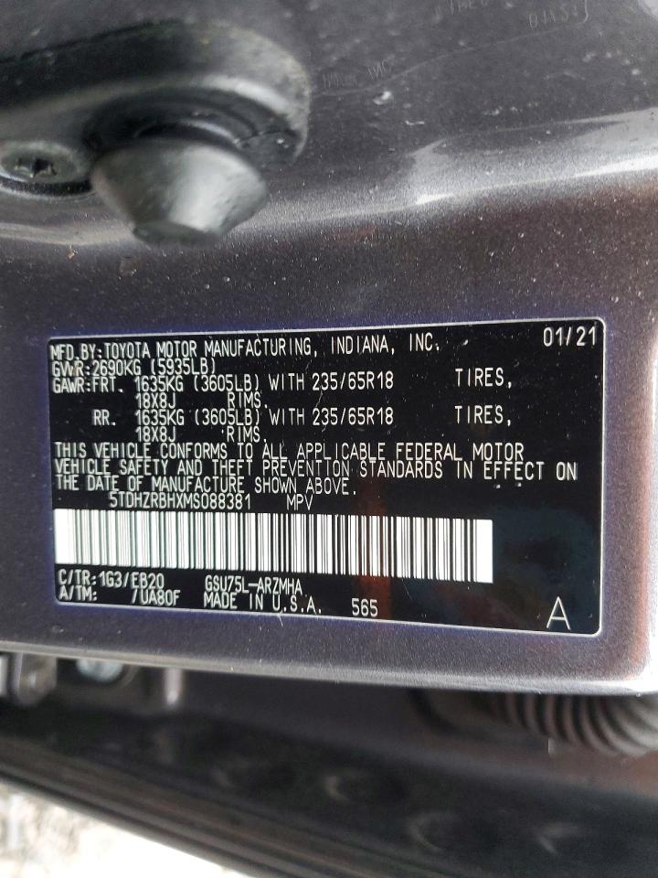 2021 TOYOTA HIGHLANDER XLE photo 13